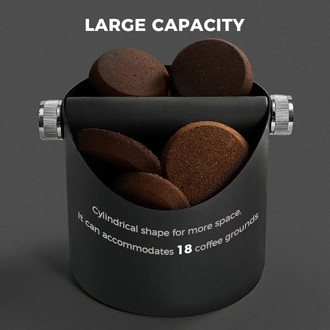 Espresso Knock Box, Large Capacity & Non-Slip Base Coffee Knock Box, Barista Tools, Espresso Machine Accessories (Gray-Small)