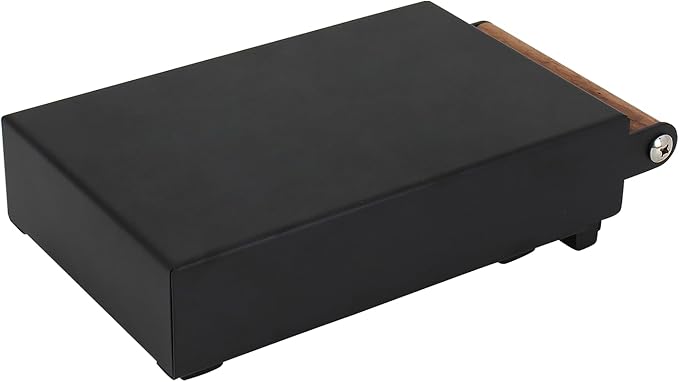 Espresso Knock Box Drawer, Stainless Steel Coffee Grounds Container with Wood Handle, Removable Rubber Knock Bar and Non-Slip Base, Mini 10.07 x 5.51 x 2.63 inch (Black)