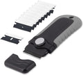 Gomake Locking Razor Blade Scraper with Safety Cap, Glass Cooktop Scraper with 10PCS Black Carbon Steel Blades for Glass Clean, Paint and Old Label,Decal Sticker Remover, Stove Top Scraper Tool