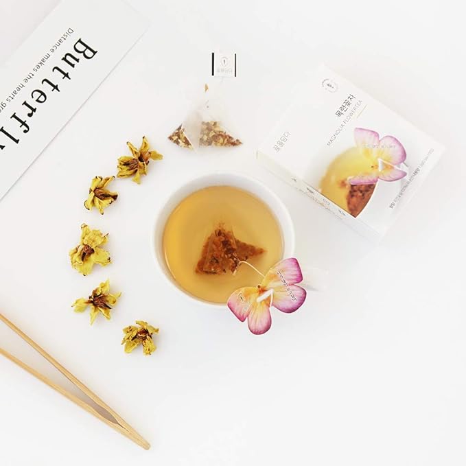 KKOKDAM Korean Tea Gift Set – 6 Flavor Butterfly Tea Bag Sampler – Elegant Box for Tea Lovers - Perfect as Unique Gifts