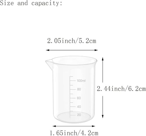 12 Pcs 3.4 Oz Transparent Lab Measuring Cup, 100ml Plastic Beaker Cups, for Science Experiment, Liquid Measuring