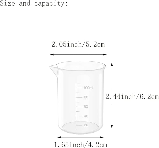 10 Oz Transparent Lab Measuring Cup, 300ml Plastic Beaker Cups, for Science Experiment, Liquid Measuring, 12 Pcs