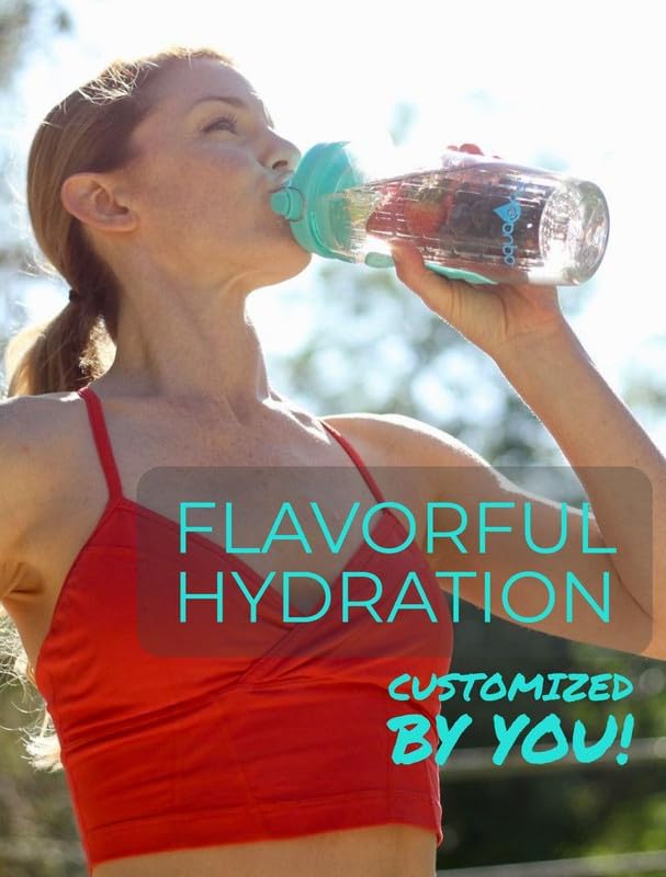 AquaFrut 32 OZ Fruit Infuser Water Bottle BPA-Free Fruit Infusion Sports Bottle - Flip Top Lid w Drinking Spout, Leak Proof, Made of Durable Tritan. Free Recipe eBook! (Black)