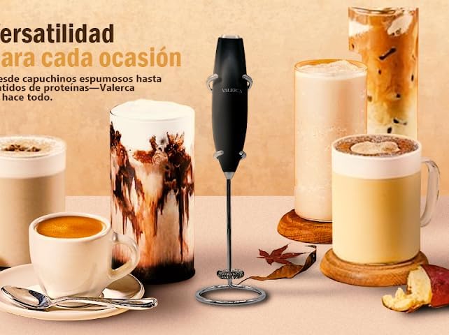 espumador de leche electrico valerca, batidora de mano de leche ultrarrapida, batidora electrica para café, café con leche, capuchino, frappé, matcha y crema para café,