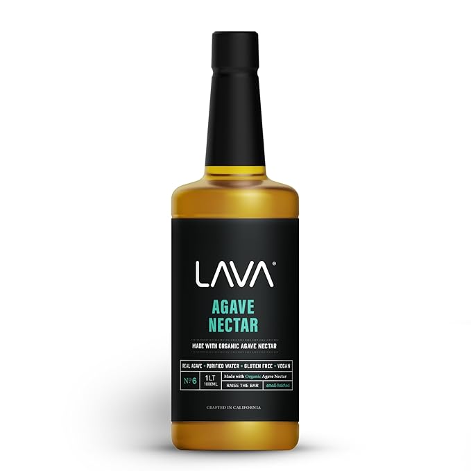 LAVA Premium Light Agave Nectar for Cocktails made with Raw Blue Organic Agave 33.8oz (1000ml). Natural sweetener, Non-GMO, Vegan, Gluten Free. Perfect for Margaritas, Tequila, or Mezcal Cocktails.