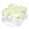 Matyz 4-Pack Glass Baby Food Jars With Lids Airtight Freezer Microwave Oven Safe (Mint Green, 4 OZ Each) - Small Solid Food Storage Containers Baby Stackable Baby Food Containers Glass