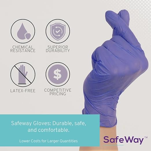 SafeWay Nitrile Gloves, 2000 Ct, 2X-Large, Powder-Free, Latex-Free, All-Purpose, Professional Disposable Gloves with Textured Fingertips for Medical Use, Food Prep, Cleaning, Tattoo & More