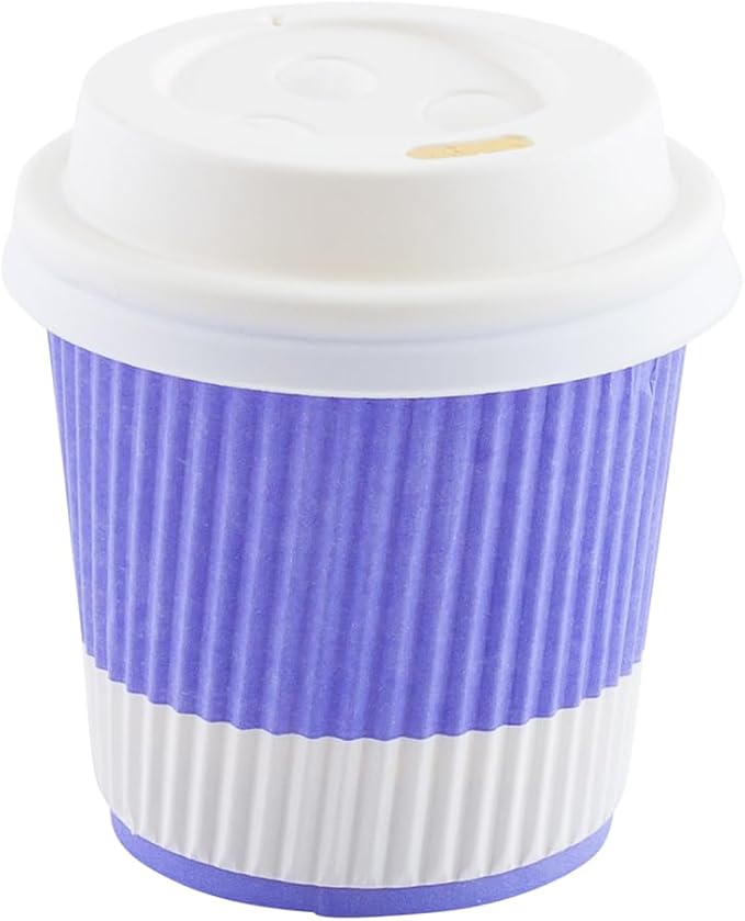 Restaurantware 4 Ounce Ripple Insulated Coffee Cups, 500 Double Wall Corrugated Light Purple Paper Tumblers, Leakproof, Non-Slip Design, Recyclable, Ribbed Surface, Matching Lids Sold Separately