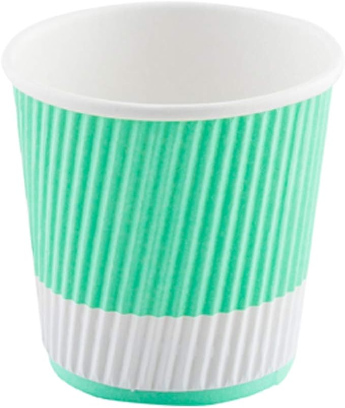 4 oz Light Green Paper Coffee Cup - Ripple Wall - 2 1/2" x 2 1/2" x 2 1/4" - 500 count box