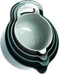 BoxedHome 4 Pack Nesting Mixing Bowl with Pour Spout and Handle, BPA free Microwave & Dishwasher Safe(Green, 4 Pack with Handle)