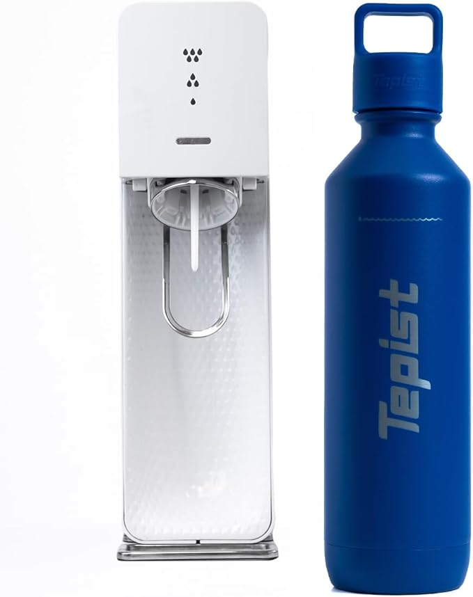 TwentyO 20oz Stainless Steel Bottle Compatible with Sodastream Machines | Powder Coated Blue | Vacuum Sealed | Double Walled | Leak-Proof | Easy to Carry | Reusable Bottle