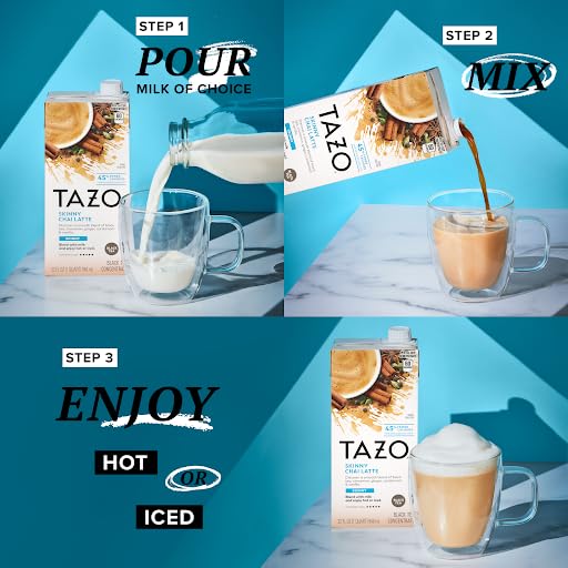 TAZO Tea Concentrate Green Tea Matcha Latte & Skinny Chai Latte 32 Fl Oz (1ea) (Variety Pack)