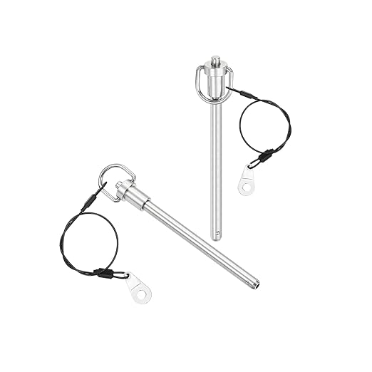 uxcell 2 Pcs Quick Release Pin, 5/16" x 4"(Dia. x L) Push-Button Ball Locking Pin 304 Stainless Steel Ring Handle Locking Pin with Wire for Audio Bimini Top Marine, Silver