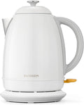 BUYDEEM K640 Stainless Steel Electric Tea Kettle with Auto Shut-Off and Boil Dry Protection, 1.7 Liter Cordless Hot Water Boiler with Swivel Base, 1440W, Arctic White