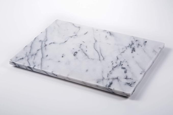 JEmarble Pastry Board 8x12 inch with Non-Slip Rubber Feets for Stability Perfect for Keep the Dough Cool and Chocolate Tempering(Premium Quality) White