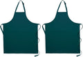 Pomp 2 Pack Premium Bib Aprons | Adjustable Neck + 2 Pockets | Water + Oil Resistance | Men & Women's Kitchen Cooking Aprons