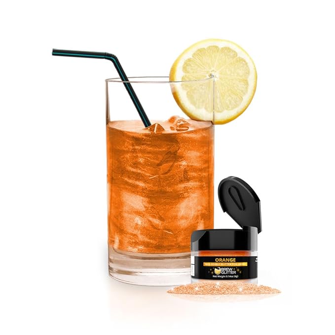 Brew Glitter Orange Edible Drink Glitter 1x 4g Jar for Cocktails, Beer, & Beverages
