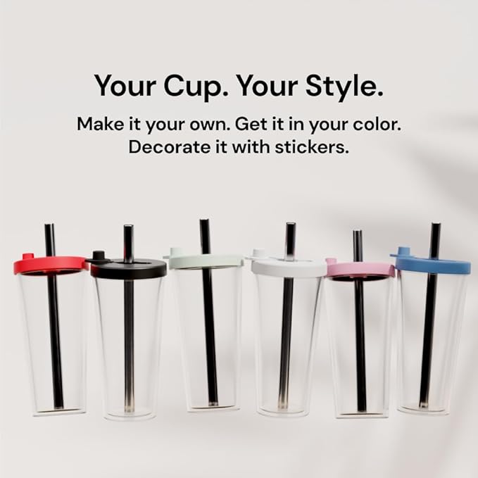 Dodoko Reusable Boba Cup and Straw Boba Tea Cup Bubble Tea Cup Reusable Iced Coffee Cup Cold Coffee Cup Smoothie Cup with Lid and Straw Smoothie Cup to go Smoothie Tumbler 17 oz - Hot Pink