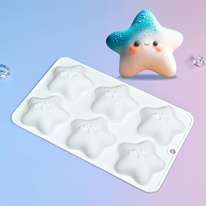 mostsom Cute Star Cartoon Shaped Dessert Mousse Molds 3d Silicone Cake Mold Muffin Pan Baking Tools For Cakes Decorating Supplies (M_ Star)
