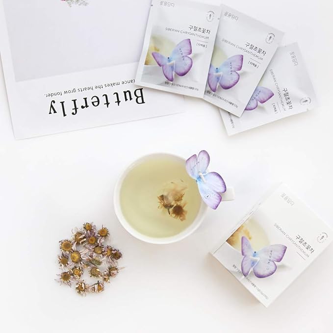 KKOKDAM Korean Tea Gift Set – 6 Flavor Butterfly Tea Bag Sampler – Elegant Box for Tea Lovers - Perfect as Unique Gifts