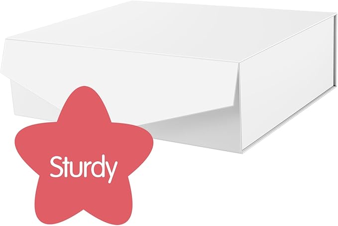 Extra Large Gift Box with Lid 16.3x14.2x5 Inches, White Magnetic Gift Box for Clothes and Large Gifts (Matte White)