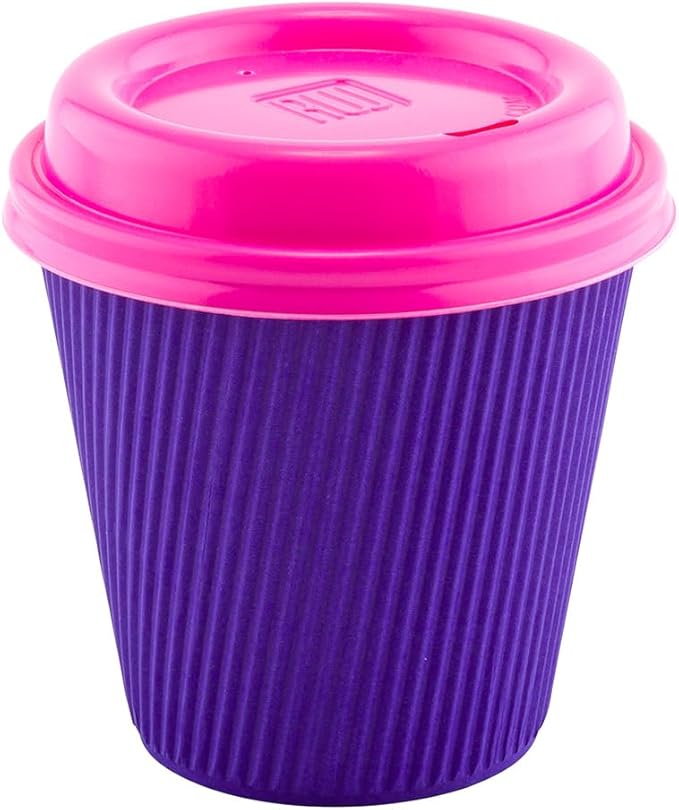 Restaurantware 8 Ounce Double Wall Disposable Coffee Cups, 500 Insulated Royal Purple Paper Tumblers with Ripple Wall Design, Lids Sold Separately for Hot Drinks like Tea, Hot Chocolate, and More