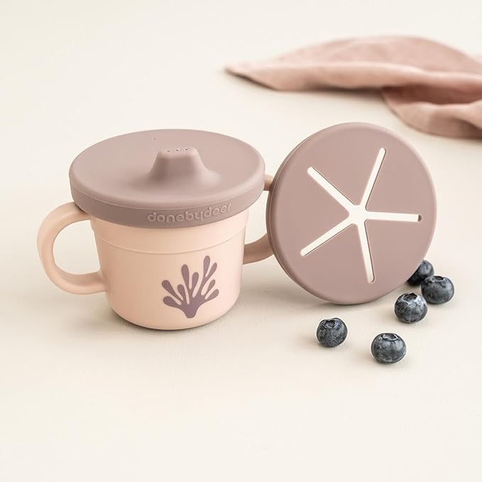 Done by Deer Foodie Spout & Snack Cup Wally Powder – Spill-Proof Toddler Cup for Snacks and Drinks – Travel-Friendly, Easy to Clean, Perfect for 6-Month-Olds