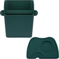 Large Square Knock Box Shock-absorbent Knock Box Espresso with Removable Knock Bar and Non-Slip Base Espresso Accessories for Home/Office (Large Green Knock Box with Tamper Mat)