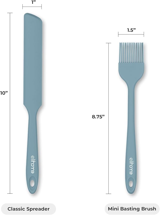 Elihome Mini Silicone Basting Pastry Brush, Cooking Brush for Oil Sauce Butter Marinades, Food Brushes for BBQ Grill Kitchen Baking, Baster Brushes Food Grade, Slate