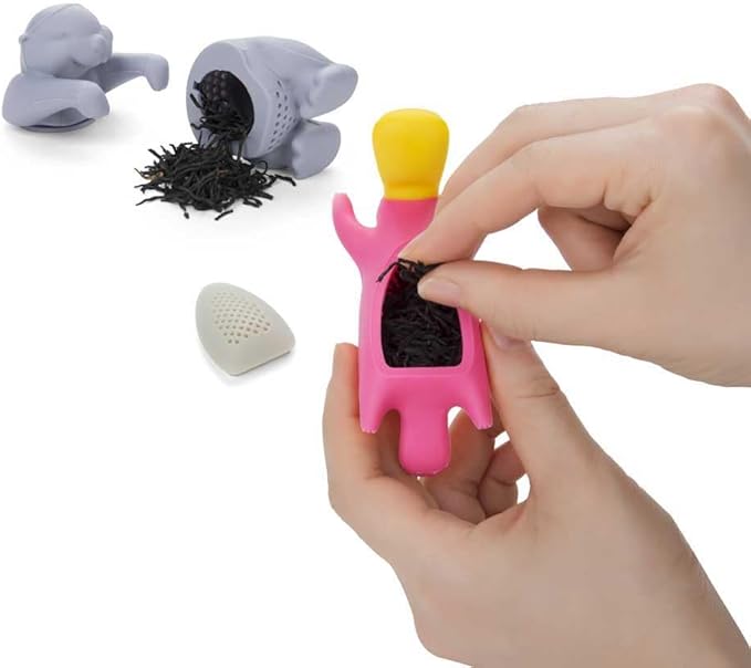 Tea Infuser for Loose Leaf Tea - Par-Tea Pack Silicone Strainer Animals, A Fun and Ideal Gift for Tea Lovers, Friends, and Family, 5-Pack Loose Leaf Steeper Set in Soft Multi-Color Designs