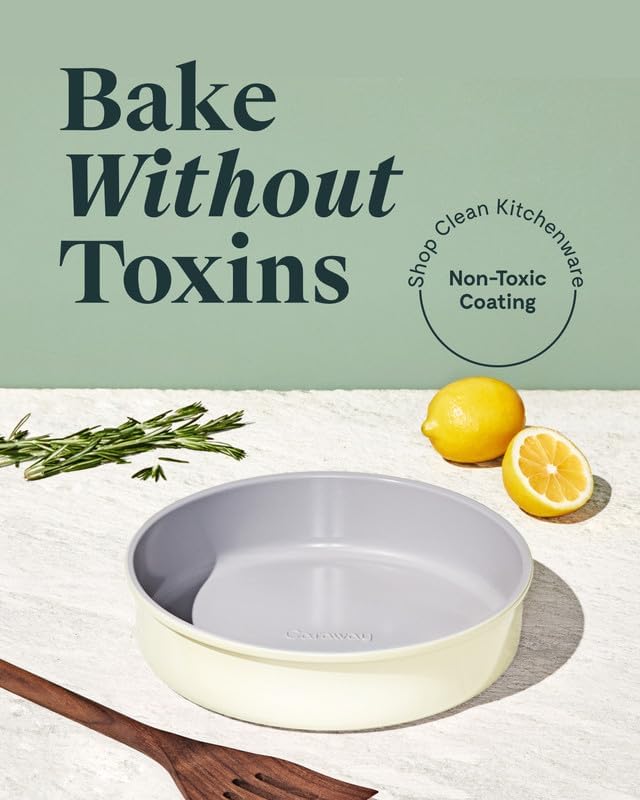 Caraway Non-Stick Ceramic 9” Circle Pan - Naturally Slick Ceramic Coating - Non-Toxic, PTFE & PFOA Free - Perfect for Birthday Cakes, Tartes, & More - Navy