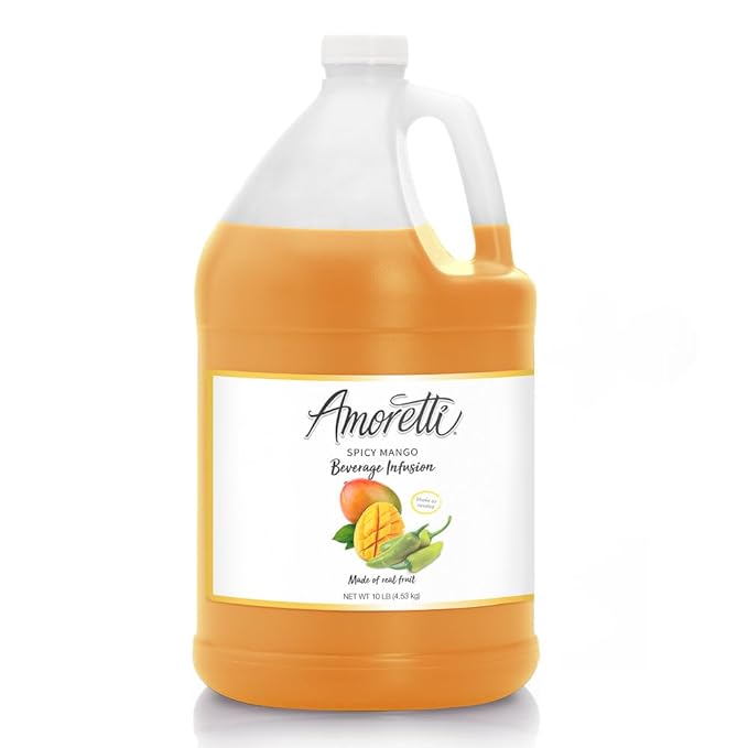 Amoretti - Spicy Mango Beverage Infusion, 94 Servings Per Bottle (750 ml) - Drink Mix & Water Enhancer with Pump for Flavoring Cocktails, Waters, Teas, and other Beverages, Preservative Free