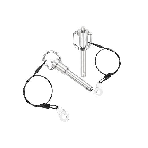 uxcell 2 Pcs Quick Release Pin, 5/16" x 1.57"(Dia. x L) Push-Button Ball Locking Pin 304 Stainless Steel Ring Handle Locking Pin with Wire for Audio Bimini Top Marine, Silver
