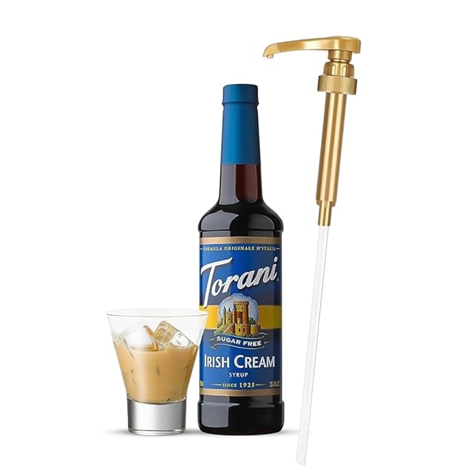 Jimoco® Syrup Pump Dispenser + Torani® Sugar Free Irish Cream Syrup, 25.4 oz - Coffee Syrup Pump & Flavoring Bundle