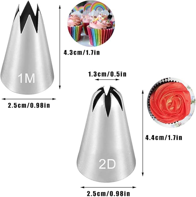 Large Icing Piping Tips Set for Cake Decorating,6 Decorating Tips Stainless Steel Pastry Tips,Flower Frosting Tips Nozzles,#1M 2A 2D 2F 6B 234