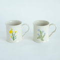 2 Pack Floral Ceramic Coffee Mugs - Yellow and Blue Flowers, Hand-Painted, Microwave & Dishwasher Safe, Ideal for Cappuccino, Tea, Hot Chocolate
