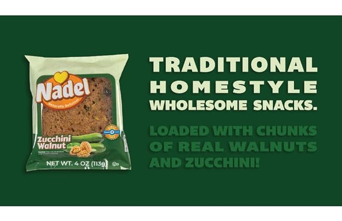 Nadel - NATURALLY DELICIOUS ZUCCHINI CAKE Slices, 8 Pack, Sweet Breads & Cakes Slices Back to School lunch snack, breakfast bar