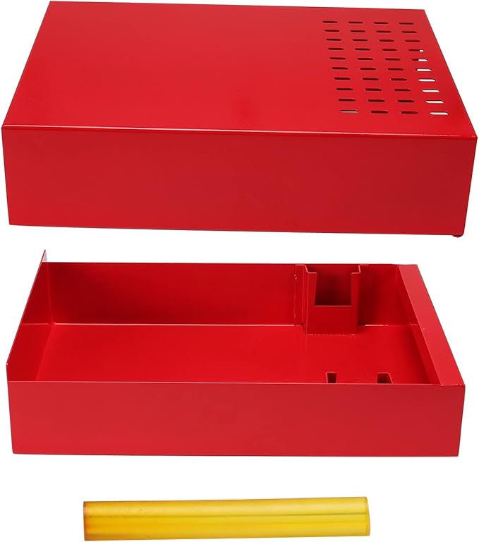 Large Size Espresso Coffee Knock Box Drawer, Stainless Steel Pull-Out Style Coffee Grounds Powder Container Bin for Cafes Restaurant Home Bar, 14.96 x 10.03 x 3.93 inch (Red)