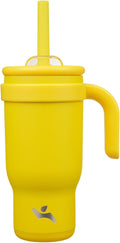 18 oz Tumbler with Side Handle, Insulated Water Bottle with Straw and 2 in 1 Lid, Stainless Steel Cup Travel Coffee Mug for Sports Office Gym,Yellow