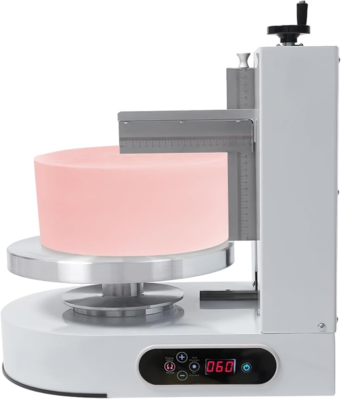 Cake Decorating Machine, 200W Electric Cake Cream Spreading Coating Machine with Adjustable Scraper, Turntable Cake Frosting Smoother, for 4-12in Cake, 60-320RPM (White)