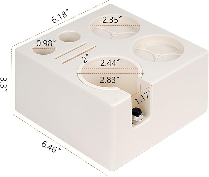IKAPE ABS Espresso Knock Box, 7 in 1 Coffee Organizer Box Fit for Storage 51, 54, 58MM Espresso Tamper, Distributor, Portafilter & Puck Screen Accessories(White)