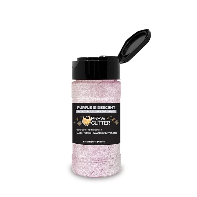 Brew Glitter - Purple Iridescent (45g Shaker 1x Jar) | Color Changing Edible Glitter for Drinks, Cocktails, Beer, Garnish & Beverages