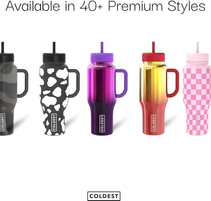 Coldest 40 oz Tumbler with Handle and Straw, 100% Leak Proof Insulated Tumbler with Lid and Straw (3 Lids), Stainless Steel Tumblers for Women & Men, Cup Holder Friendly, 46 oz (The Republican)