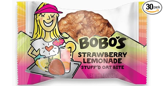 Bobo's Oat Bites Stuff'd Strawberry Lemonade, Pack of 30 (1.3 oz Bites), Gluten Free Whole Grain Rolled Oats