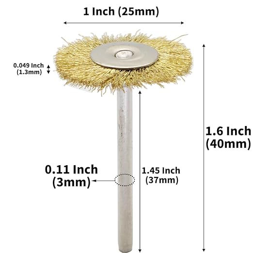 45-Piece Brass Wire Brush Set - Metal Rust Removal, Polishing, Cleaning - 1/8″ (3mm) Shaft - Removes Burrs, Dust, and Oxide Layer - Handles Rough Surfaces - Rotary Tool Accessories