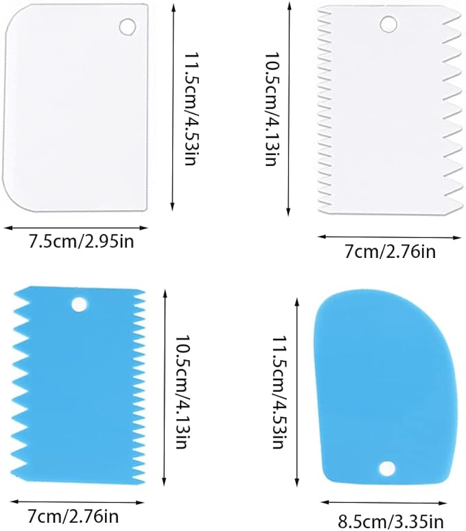 Cake Smoother Scraper Dough Scraper Tools Set,Cake Icing Scraper Smoother,Reusable Bread Cream Pizza Cutter,Flexible Plastic Pastry Cutter,For Baking Cake Edge Stripe Decorating Comb(9Pcs,Multicolor)