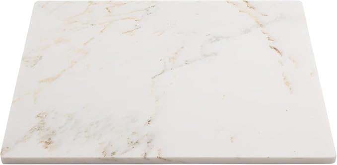 Marble Pastry & Cutting Board – 10x14 Inch Natural Stone Slab with Non-Slip Feet for Dough, Cheese, Baking, Serving, Charcuterie, Trivet – Easy to Clean Gift Tray.