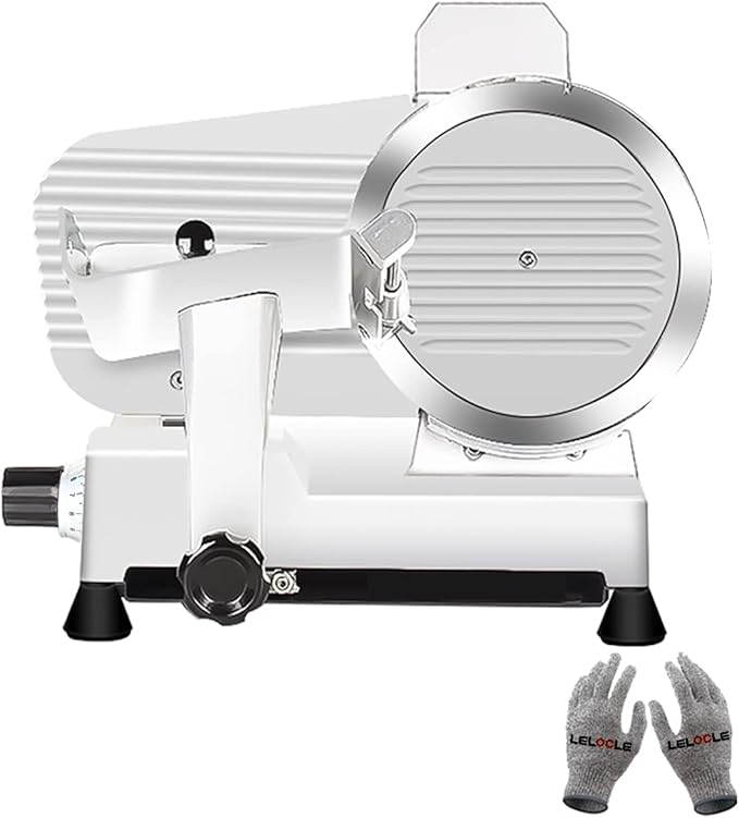 Meat Slicer 340WHome Use and for Commercial 10-inch Electric Food Slicer with Chromium-plated Steel Blade and Built-in Sharpening Stone Easy to Clean Adjustable Thickness Cuts Meat Bread and Cheese