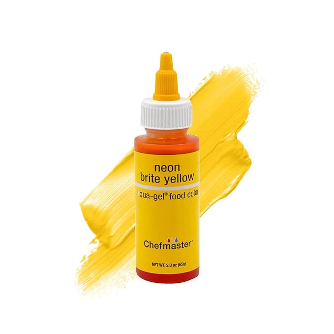 Chefmaster Neon Yellow Liqua-Gel® Food Coloring | Vibrant Color | Professional-Grade Dye for Icing, Frosting, Fondant | Baking & Decorating | Fade-Resistant | Easy-to-Use | Made in USA | 2.3 oz