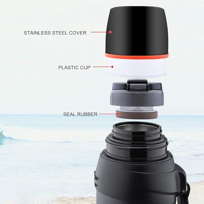 85oz Large Coffee Thermoses for Travel - Insulated Water Jug Classic Vacuum Bottle with Plastic Cup - Stainless Steel Thermos for Hiking Fishing